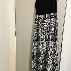 J. Crew Black and White Patterned Maxi Dress